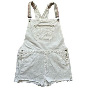 American Eagle Outfitters Tomgirl Shortall White Denim Rainbow Straps XXL